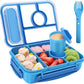 Bento Box Lunch Box Kids,Lunch Containers for Kids/Toddler,5 Compartments Bento Lunch Box for Kids with Sauce Vontainers,Microwave & Dishwasher & Freezer Safe,Bpa-Free(Blue)