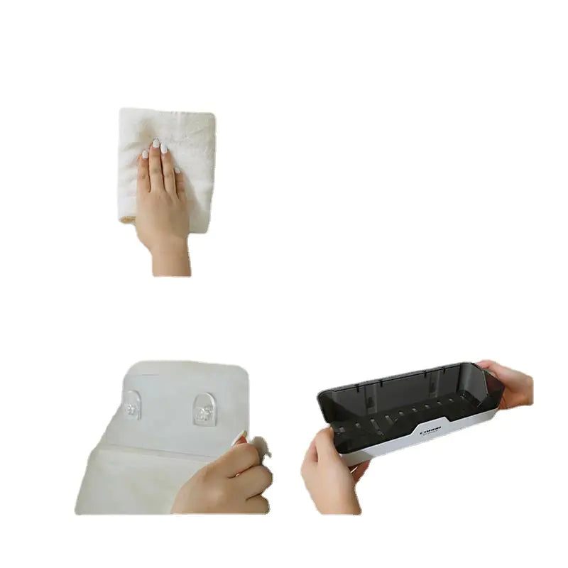Bathroom Wall-Mounted Storage Rack with Suction Cups